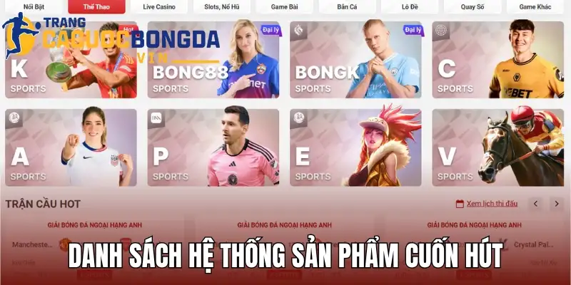 Danh sách hệ thống sản phẩm cuốn hút có tại nhà cái
